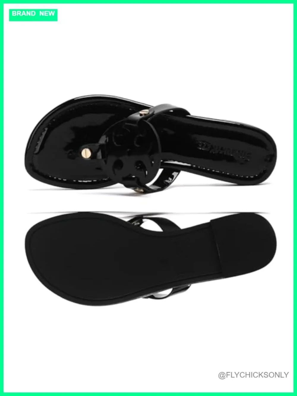 Patent Leather Thong Sandals with Memory Foam